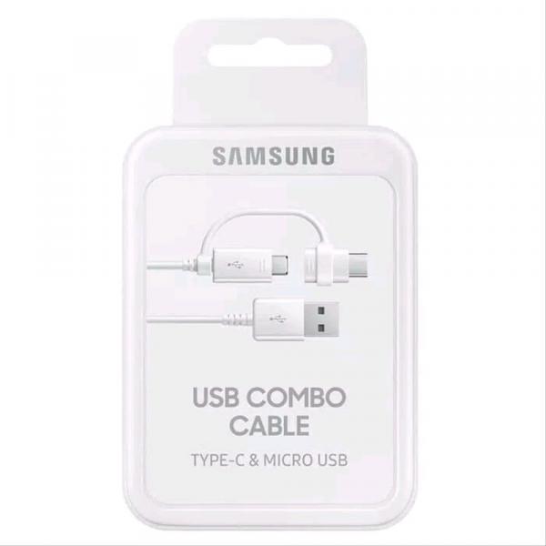 Tudo sobre 'Cabo Combo com 2 Saidas Usb-C e Micro Usb Branco Samsung'