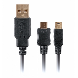 Cabo de Carga e Sincronismo 2 em 1:USB para Micro e Mini USB