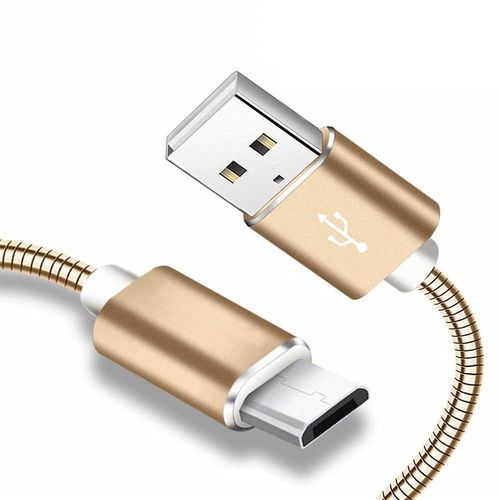 Cabo de Dados Hrebos USB em Metal para Micro USB V8 Universal 2 Metros - Rose Gold