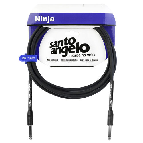 Cabo de Instrumentos e Interligações de Equipamentos Ninja Guitar P10 X P10 15ft 4.57 Metros,bitola 0,20mm²/24awg - Santo Angelo
