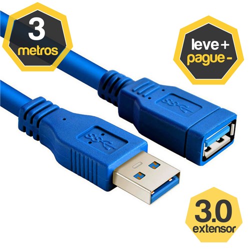 Cabo Extensor USB 3.0 de 3 Metros