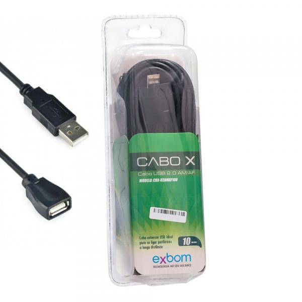 Cabo Extensor USB 10 Metros AM+AF 2.0 com Filtro Exbom CBX-U2AMAF100
