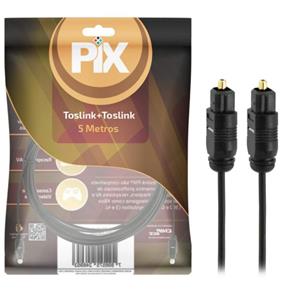 Cabo Fibra Óptica Toslink + Toslink Value 5M Plug Ouro - Pix