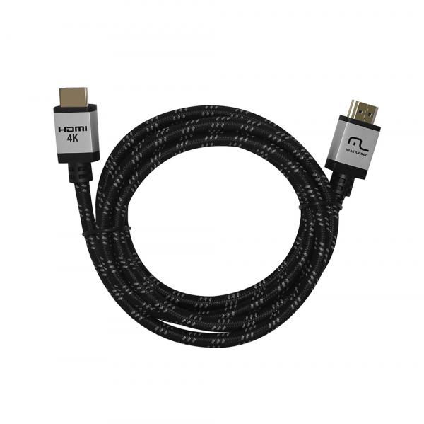 Cabo HDMI 2.0 4K Nylon 3 Metros Cinza/Preto WI296 - Multilaser - Multilaser