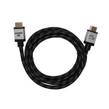 Cabo HDMI 2.0 4K Nylon 1,8 Metros Cinza/Preto WI295 - Multilaser