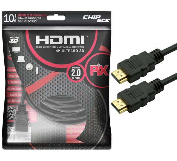 Cabo HDMI 2.0 - 4K Ultra HD - Blindado - 10 Metros - Pix