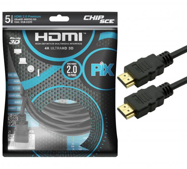 Cabo HDMI 2.0 - 4K Ultra HD - Blindado - 5 Metros - PIX
