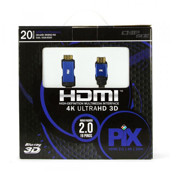 Cabo HDMI 2.0 - 4K, Ultra HD, 3D, 19 Pinos - 20 Metros - Chip Sce