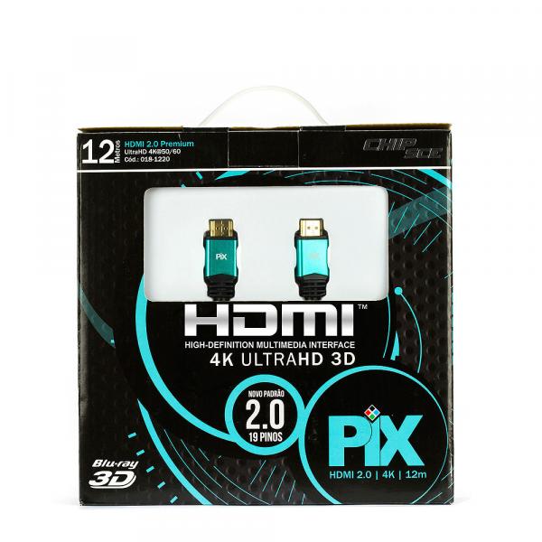 Cabo HDMI 2.0 - 4K, Ultra HD, 3D, 19 Pinos - 12 Metros - Chip Sce