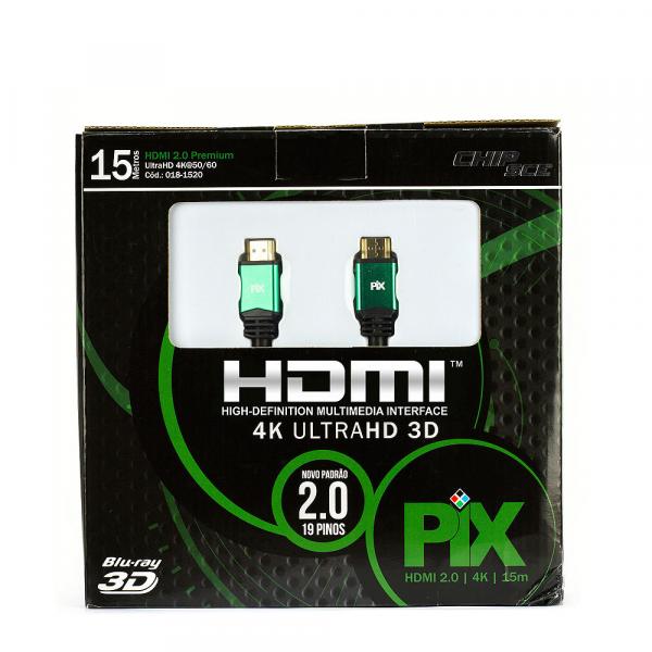 Cabo HDMI 2.0 - 4K, Ultra HD, 3D, 19 Pinos - 15 Metros - Chip Sce