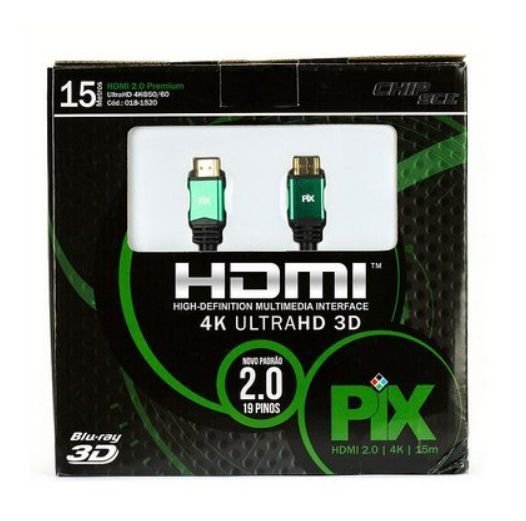 Cabo HDMI 2.0 - 4K, Ultra HD, 3D, 19 Pinos - 15 Metros - Chip Sce