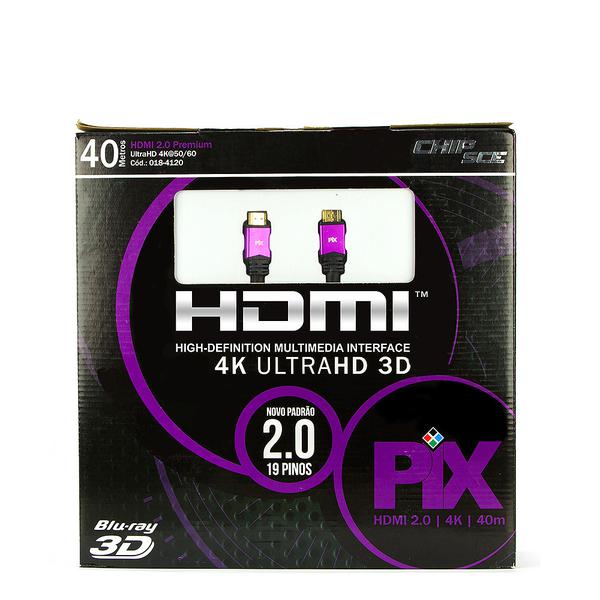 Cabo HDMI 2.0 - 4K, Ultra HD, 3D, 19 Pinos - 40 Metros - Chip Sce