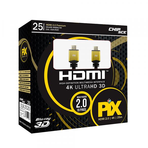 Cabo HDMI 2.0 - 4K, Ultra HD, 3D, 19 Pinos - 25 Metros - Chip Sce