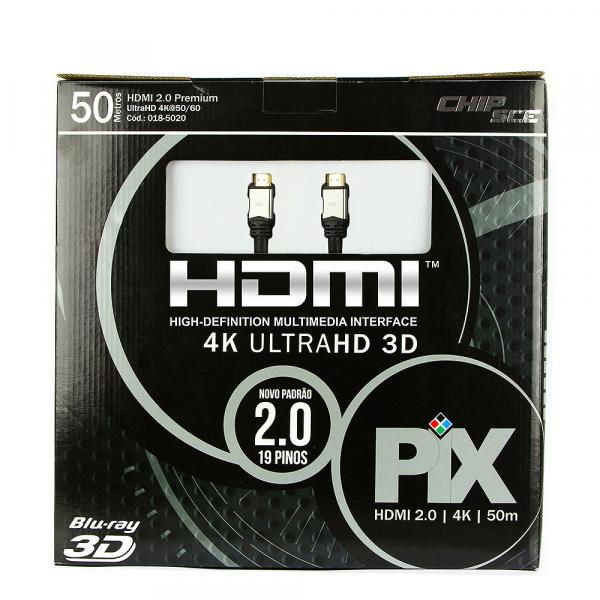Cabo HDMI 2.0 - 4K, Ultra HD, 3D, 19 Pinos - 50 Metros - Chip Sce