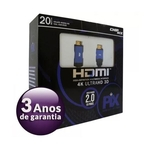 Cabo HDMI 2.0 4K Ultra HD 3D HDR 19 Pinos 20 Metros Com Filtro PIX Premium 018-2020