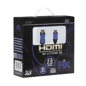Cabo HDMI 2.0 4K Ultra HD 3D HDR 19 Pinos 20 Metros com Filtro