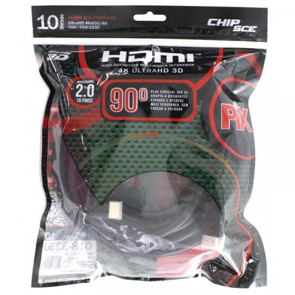 Cabo HDMI 2.0 90 4K Ultra HD 3D Chip Sce 19 Pinos 10 Metros 018-3330
