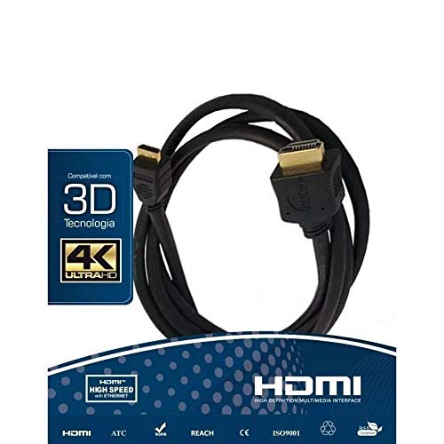 Cabo HDMI 1.4 3D 4K FULL HD ETHERNET com Filtro 5 Metros Preto