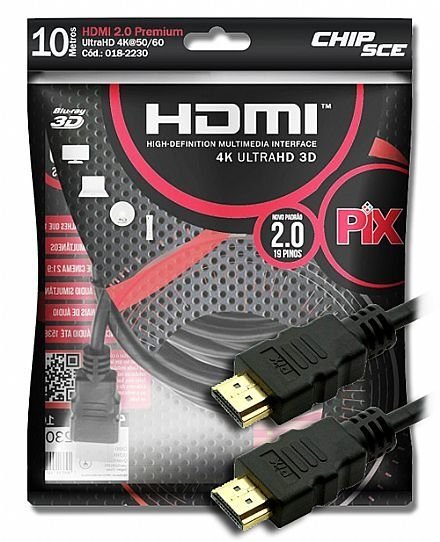 Cabo Hdmi 4K 2.0 Ultra Hd 3D Suporte Hdr 10M - Pix