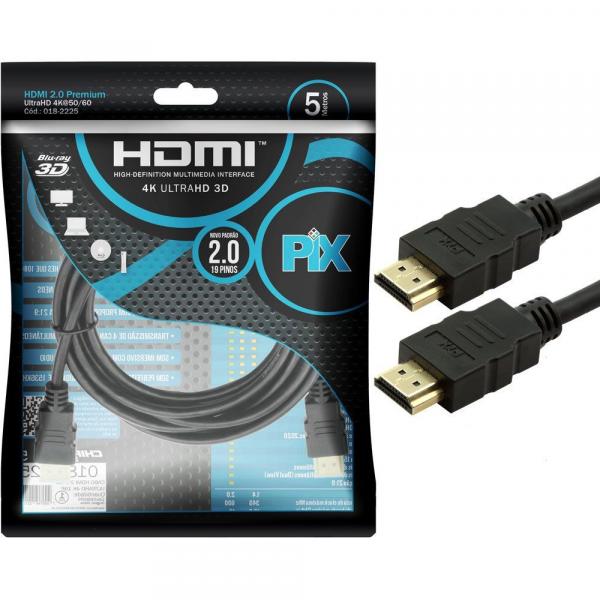 Cabo HDMI 5 Metros PIX 5m 2.0 4K 19 Pinos 018-2225