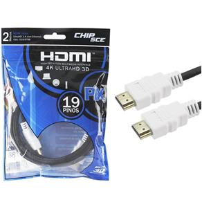 Cabo Hdmi com Ethernet Chipsce 4K Ultrahd 3D 19 Pinos 2160P 2M