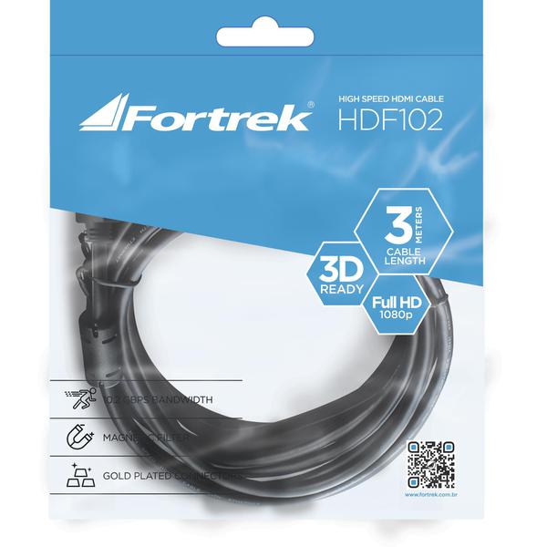 Cabo Hdmi com Filtro 1.4 3d 3 Metros Hdf-102 Preto Fortrek