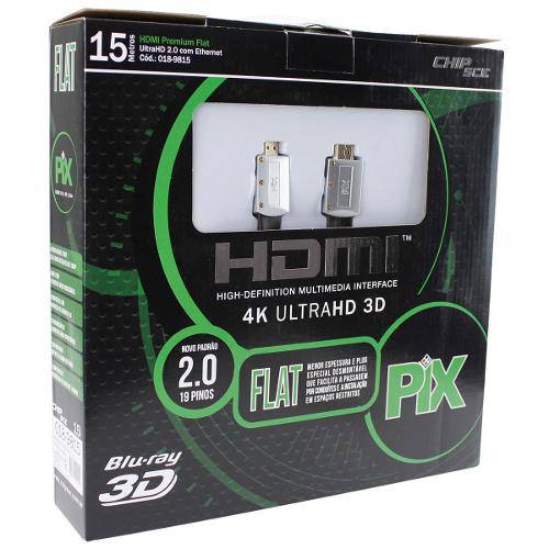 Cabo Hdmi Flat 15m 2.0 4k Ultra Hd 19 Pinos 189815 Chipsce