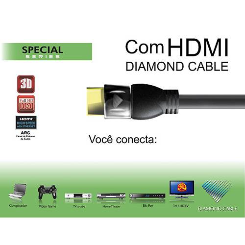 Cabo HDMI High Speed 1.4 C/ Ethernet Special 5 Metros - Diamond Cable