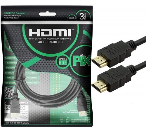 Cabo HDMI PIX 2.0 4K HDR 19 Pinos 3MT
