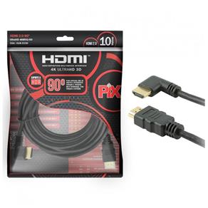 Cabo HDMI PIX 90 Graus 2.0 4K HDR 19 Pinos 10M 018-3330