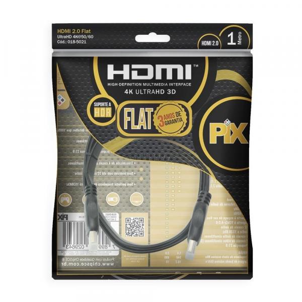 Cabo HDMI PIX FLAT 2.0 19 Pinos 4K 1M Polybag 018-5021