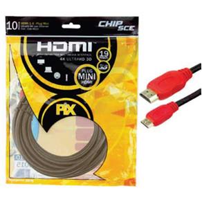 Cabo HDMI X Mini HDMI 1.4 4K Ultrahd 3d Plug Ouro 10 Metros - Chipsce