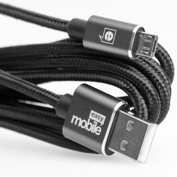 Cabo Premium Micro USB de 1,5m de Nylon Trançado Reforçado Grafite - Easy Mobile