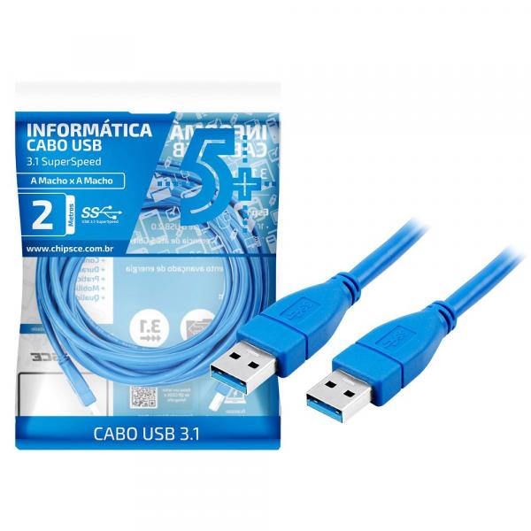 Cabo USB 3.0 a Macho + USB 3.0 a Macho - 2m - Chip Sce