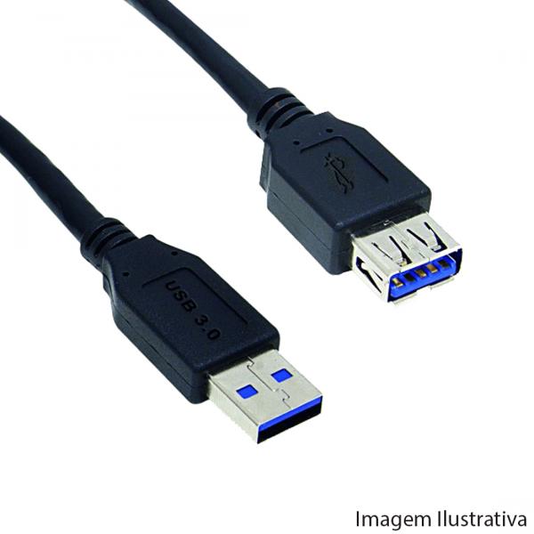 Cabo USB a Macho X USB a Fêmea 3.0 1,8 Metro Preto - Genérico - Genérico