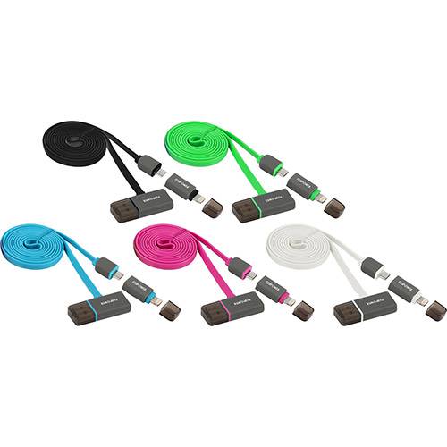 Cabo USB para Micro USB/Lightning com Capa Protetora com Hub USB 1 Metro