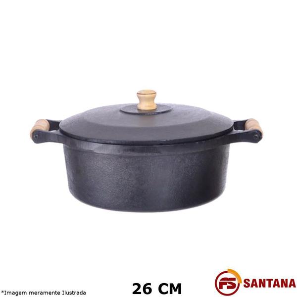 Caçarola Ferro C/ Tampa 26 Cm - Fundição Santana - Fundicão Santana