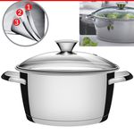 Caçarola Inox Avulsa Fundo Triplo Vidro 20cm 3,1l Tramontina