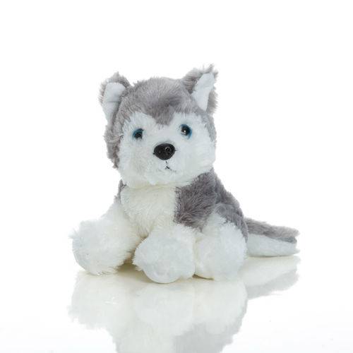 Cachorro de Pelúcia 18 Cm Sentado - Husky Filhote Cinza