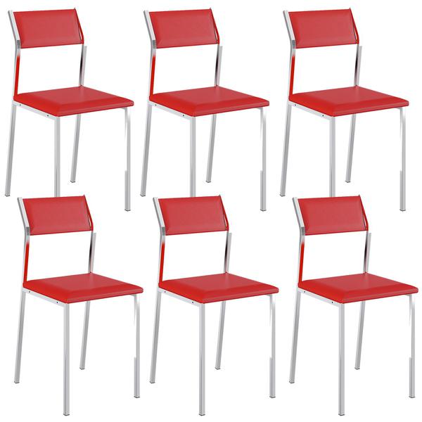 Cadeira 1709 Cromada 06 Unidades Vermelha Carraro