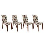 Cadeira 4129 4 Peças Rustic/Floral Hibiscos - Madesa