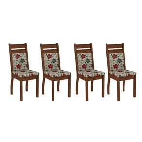 Cadeira 4237X 4 Peças Rustic/Floral Hibiscos - Madesa