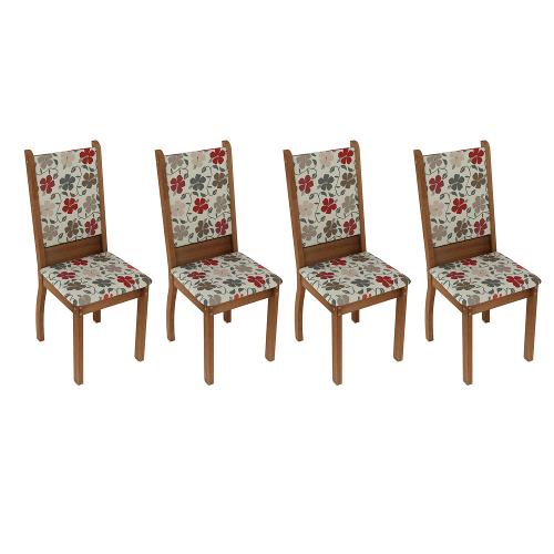 Cadeira 4238x 4 Peças Rustic/Floral Hibiscos - Madesa