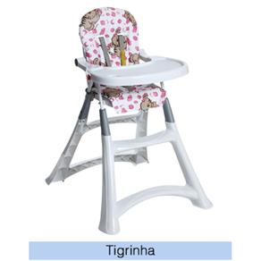 Cadeira Alta Premium Tigrinha - Galzerano - Branco/Marrom/Rosa