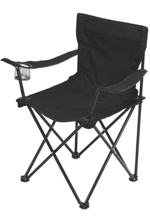 Cadeira Aurora Dobrável com Braço e Porta-Copos Preta - EchoLife