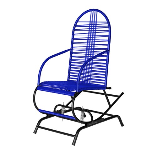 Cadeira Balanço de Área Preto Craquelado com Fio Azul