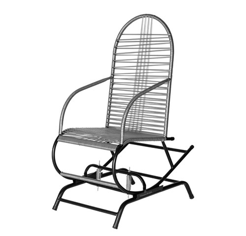 Cadeira Balanço de Área Preto Craquelado com Fio Cinza