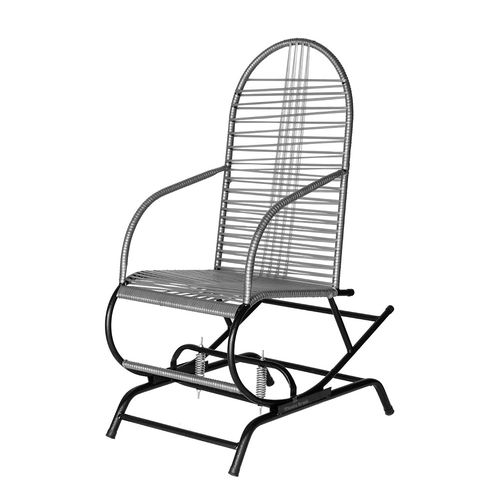Cadeira Balanço de Área Preto Craquelado com Fio Cinza