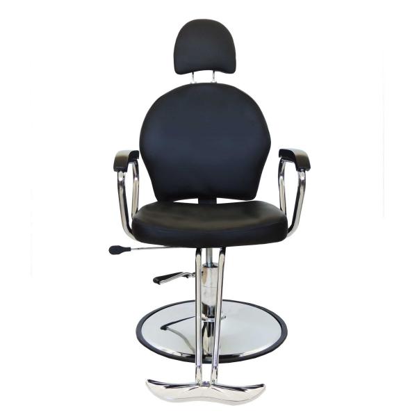 Cadeira Barbearia Reclinável em Couro Preto Pel-036A - Pelegrin