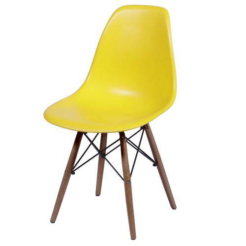 Cadeira Base Madeira Eames OR Design Amarela